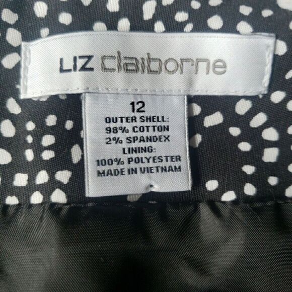 Liz Claiborne Women's Size 12 Pencil Skirt Lined Black White Cotton Blend - Picture 2 of 10